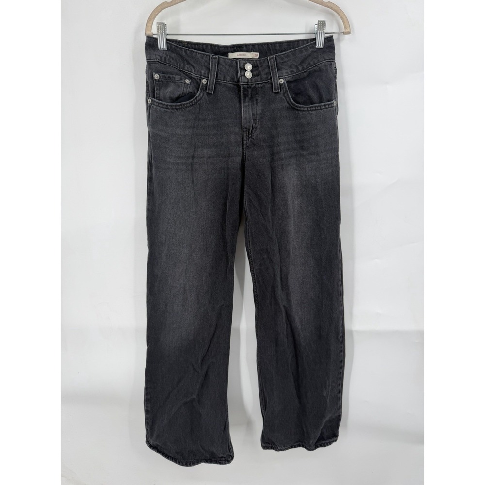 Levi's Super Low Wide Leg Baggy Jeans Women 28 Dark Wash Denim Y2K Skater Grunge